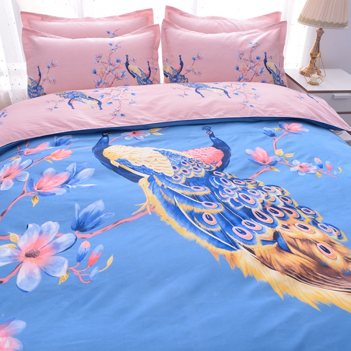 91家纺网 家纺一手货源 找家纺 梦柏家纺 2019新款加厚磨毛大版四件套床裙款 比翼双飞