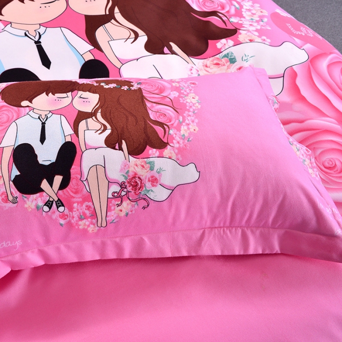 91家纺网 家纺一手货源 找家纺 梦柏家纺 2019新款加厚磨毛大版四件套床裙款 情投意合