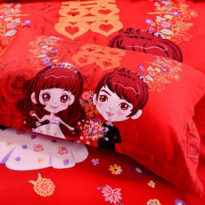 91家纺网 家纺一手货源 找家纺 梦柏家纺 2019新款加厚磨毛大版四件套床裙款 钟爱一生