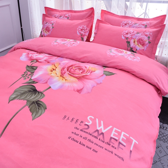 91家纺网 家纺一手货源 找家纺 梦柏家纺 2019新款加厚磨毛大版四件套床裙款 初恋