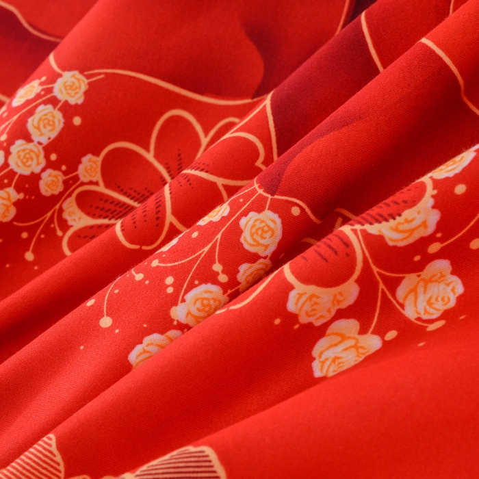 91家纺网 家纺一手货源 找家纺 梦柏家纺 2019新款加厚磨毛大版四件套床裙款 红妆