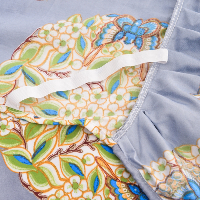 91家纺网 家纺一手货源 找家纺 梦柏家纺 2019新款加厚磨毛大版四件套床裙款 花间意-灰