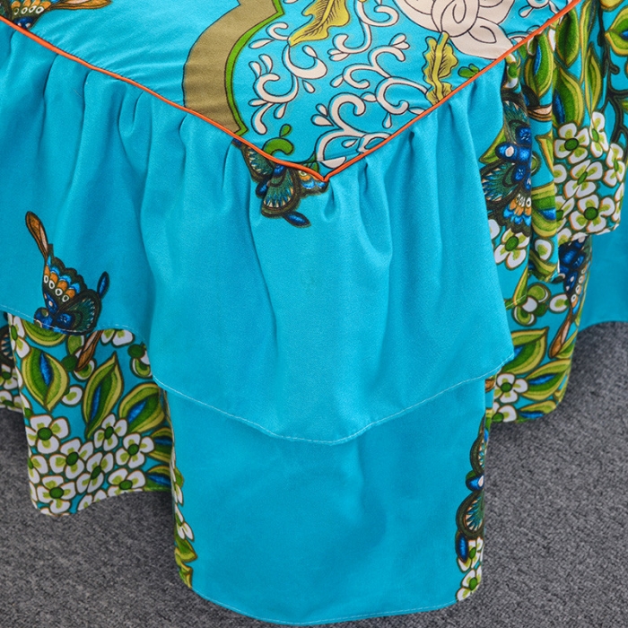 91家纺网 家纺一手货源 找家纺 梦柏家纺 2019新款加厚磨毛大版四件套床裙款 花间意-红