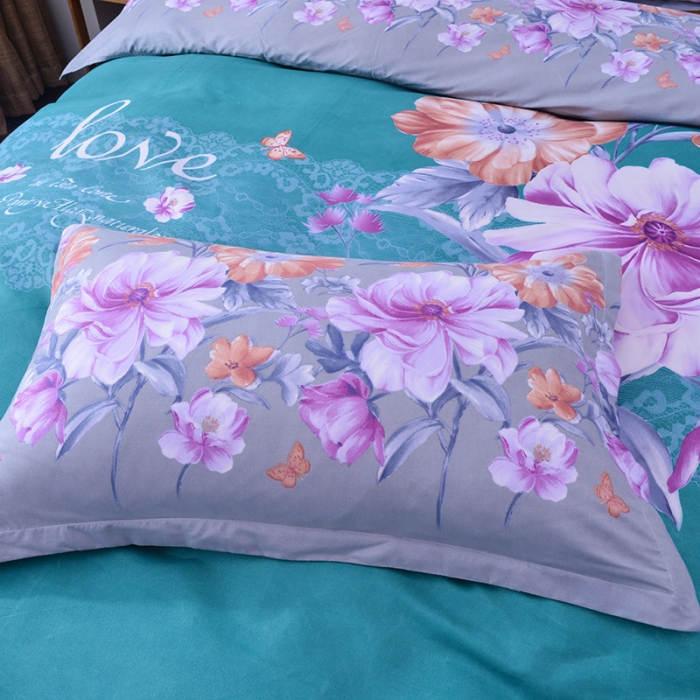 91家纺网 家纺一手货源 找家纺 梦柏家纺 2019新款加厚磨毛大版四件套床裙款 花韵纷飞