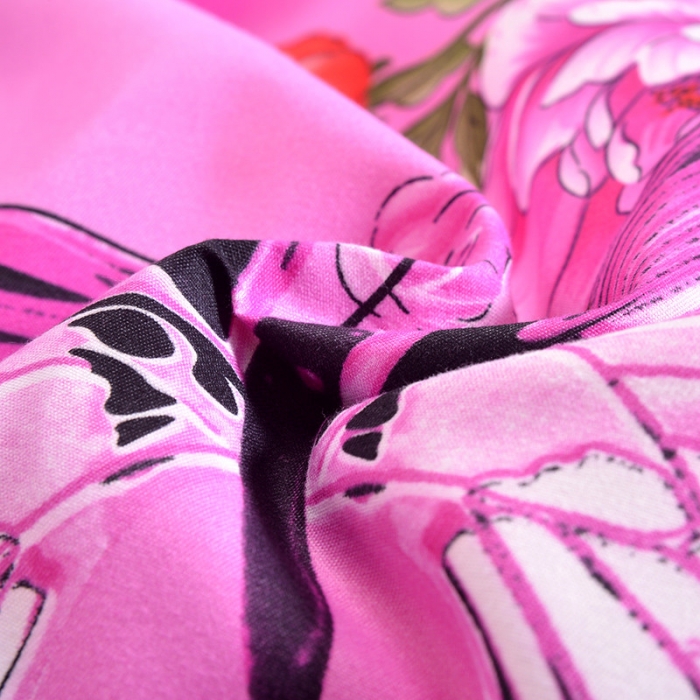 91家纺网 家纺一手货源 找家纺 梦柏家纺 2019新款加厚磨毛大版四件套床裙款 浪漫花环