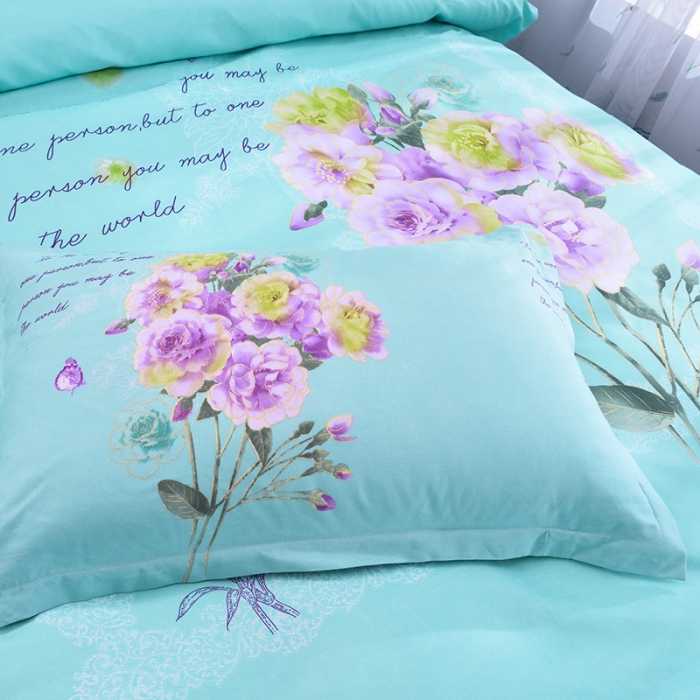 91家纺网 家纺一手货源 找家纺 梦柏家纺 2019新款加厚磨毛大版四件套床裙款 玫瑰花香