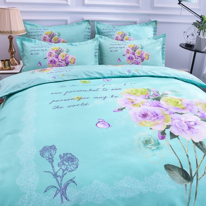 91家纺网 家纺一手货源 找家纺 梦柏家纺 2019新款加厚磨毛大版四件套床裙款 玫瑰花香