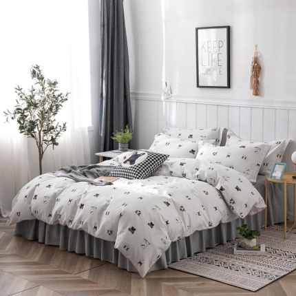 91家纺网 家纺一手货源 找家纺 （总）万盛家纺 全棉滚绳款夹棉床裙四件套