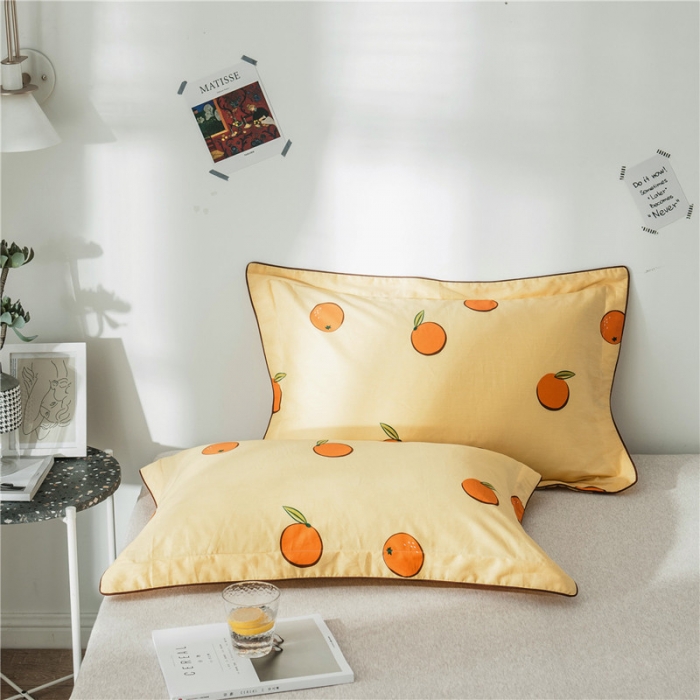 91家纺网 家纺一手货源 找家纺 万盛家纺 全棉滚绳款单品枕套一对 橙之恋