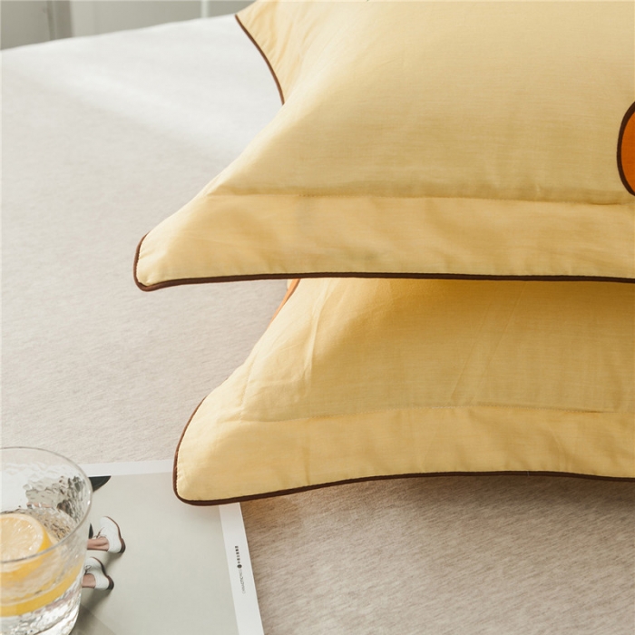 91家纺网 家纺一手货源 找家纺 万盛家纺 全棉滚绳款单品枕套一对 橙之恋