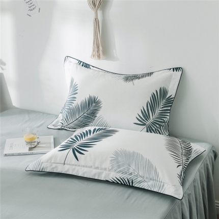 91家纺网 家纺一手货源 找家纺 万盛家纺 全棉滚绳款单品枕套一对 羽叶