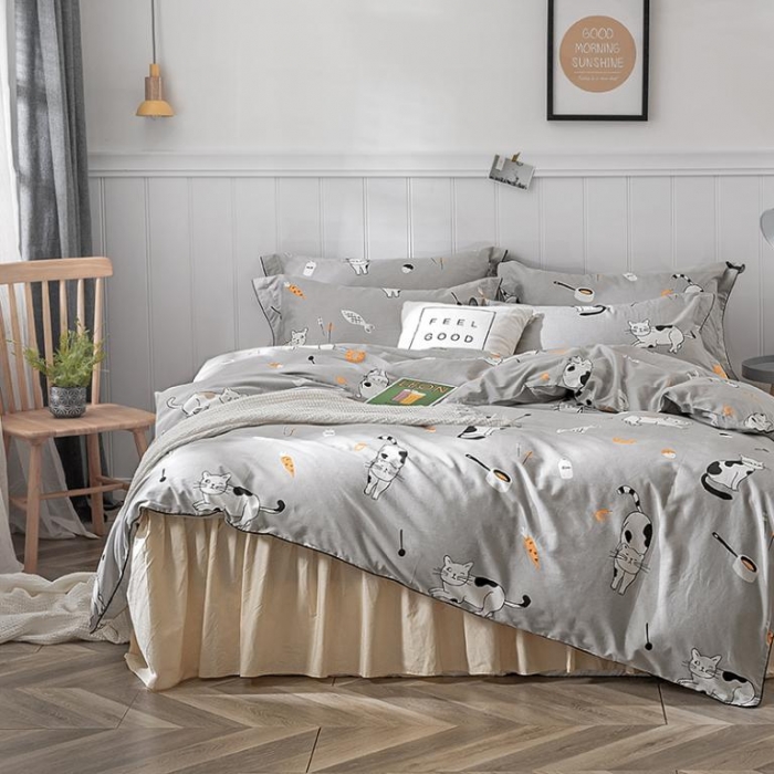 91家纺网 家纺一手货源 找家纺 万盛家纺 全棉滚绳款夹棉床裙四件套 拉面