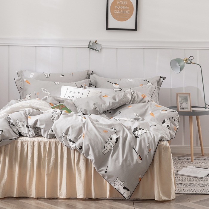 91家纺网 家纺一手货源 找家纺 万盛家纺 全棉滚绳款夹棉床裙四件套 拉面