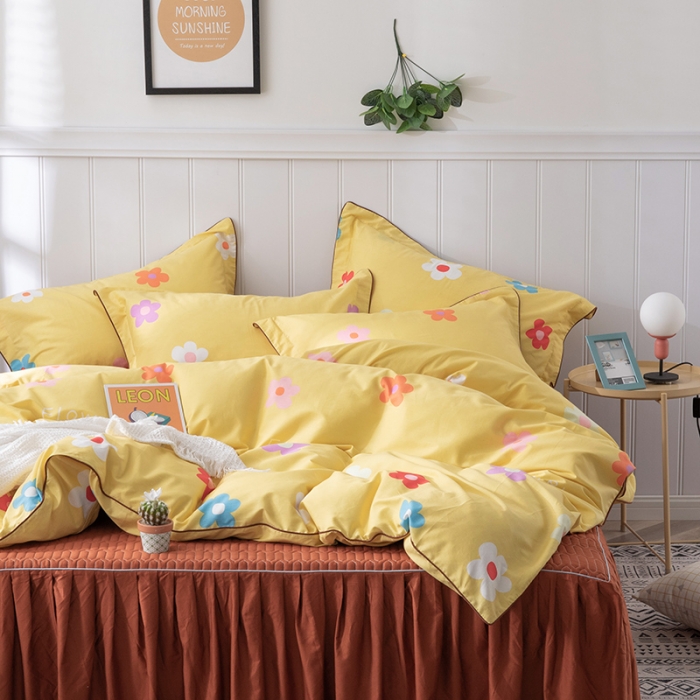 91家纺网 家纺一手货源 找家纺 万盛家纺 全棉滚绳款夹棉床裙四件套 偶遇