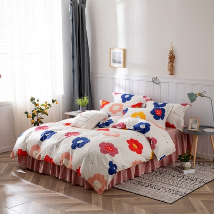 91家纺网 家纺一手货源 找家纺 万盛家纺 全棉滚绳款夹棉床裙四件套 夏娜