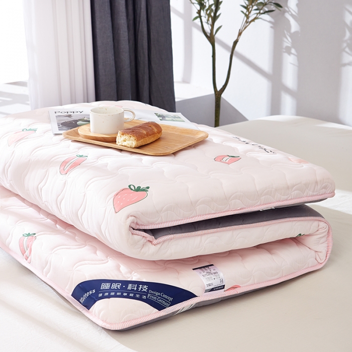 91家纺网 家纺一手货源 找家纺 寐珂家纺 新款水洗棉学生床垫 甜心草莓