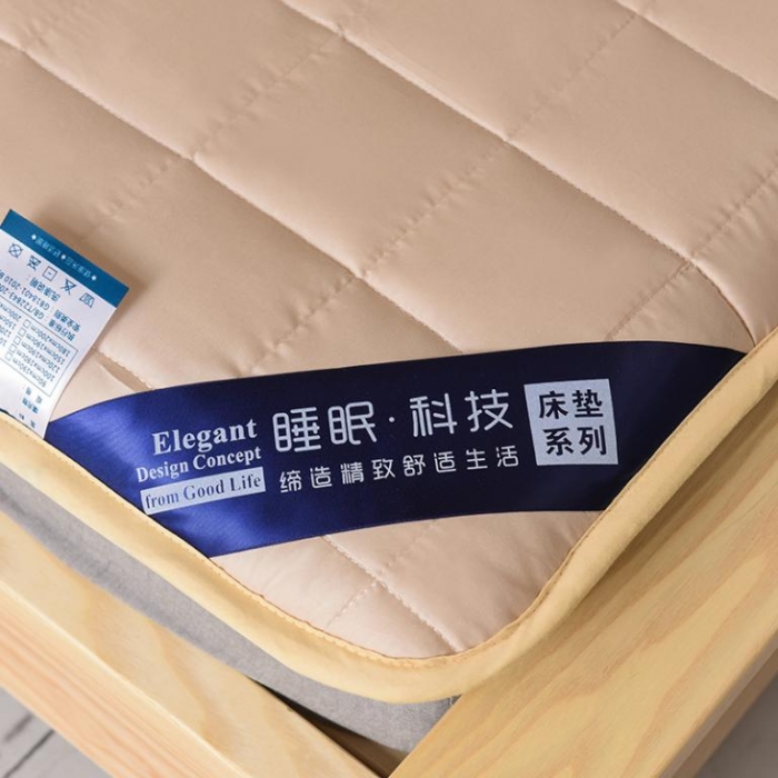 91家纺网 家纺一手货源 找家纺 寐珂家纺 2025新款全棉床垫 驼色