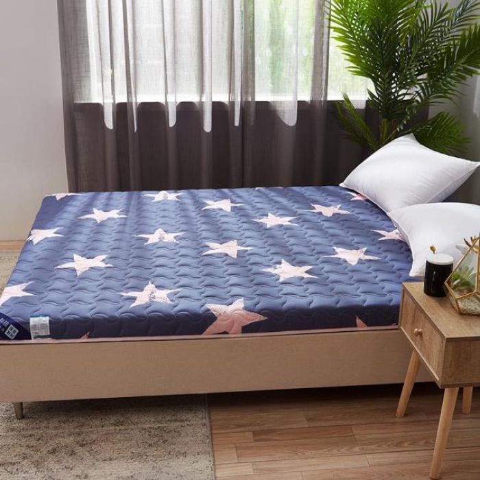 91家纺网 家纺一手货源 找家纺 寐珂家纺 新款水洗棉双人床垫 紫色星空