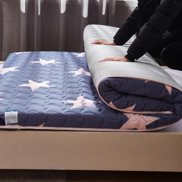 91家纺网 家纺一手货源 找家纺 寐珂家纺 新款水洗棉双人床垫 紫色星空