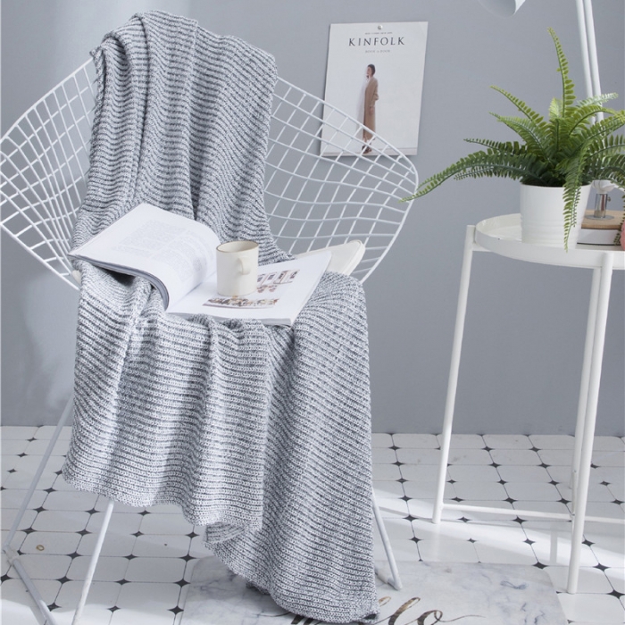 91家纺网 家纺一手货源 找家纺 暖绵绵家纺 全棉休闲午睡毯休闲毯沙发毯针织毯子线毯 渐变A款