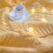 91家纺网 家纺一手货源 找家纺 KH家纺  新款针织毯毯子盖毯软装搭毯罗琦毛毯 鹅黄色