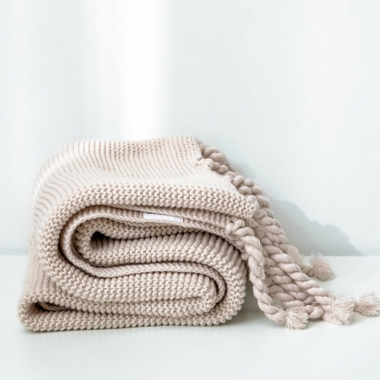 91家纺网 家纺一手货源 找家纺 暖绵绵家纺 海的女儿系列针织毯子线毯米色