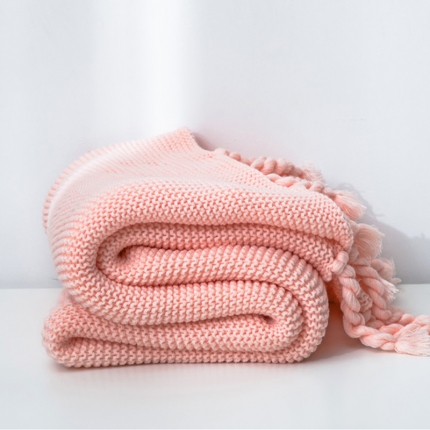 91家纺网 家纺一手货源 找家纺 暖绵绵家纺 海的女儿系列针织毯子线毯浅粉