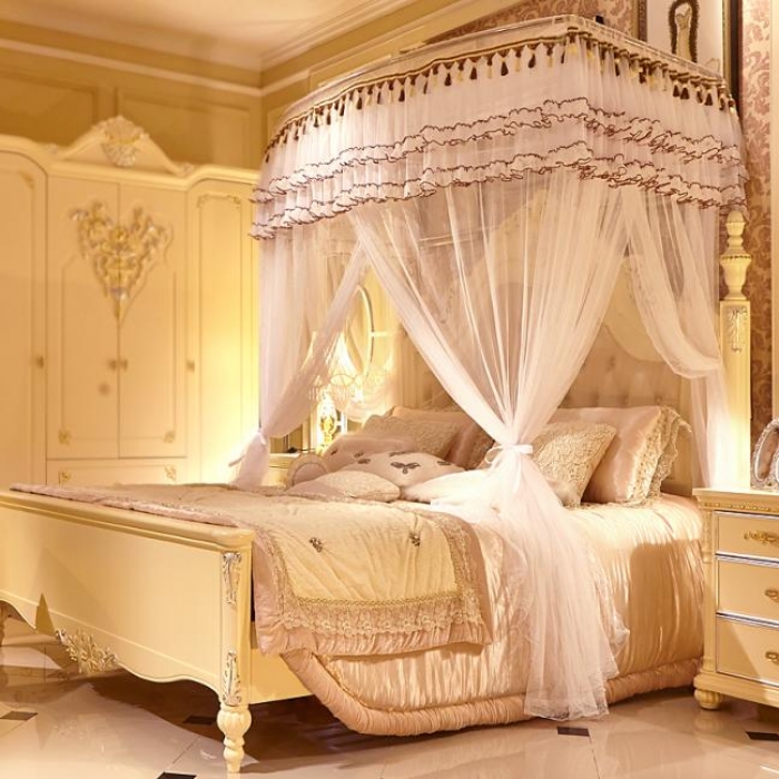 91家纺网 家纺一手货源 找家纺 迪凡保罗 A09不锈钢弧形伸缩蚊帐白色