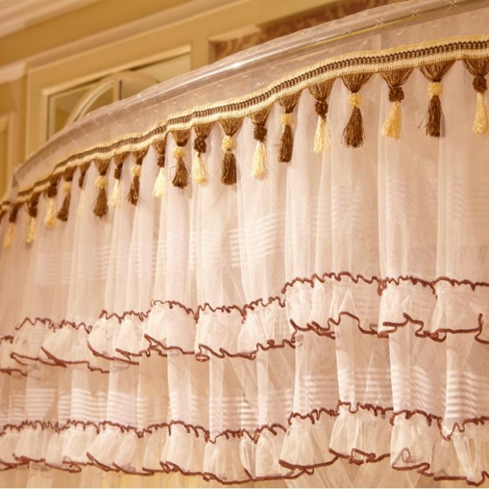 91家纺网 家纺一手货源 找家纺 迪凡保罗 A09不锈钢弧形伸缩蚊帐白色