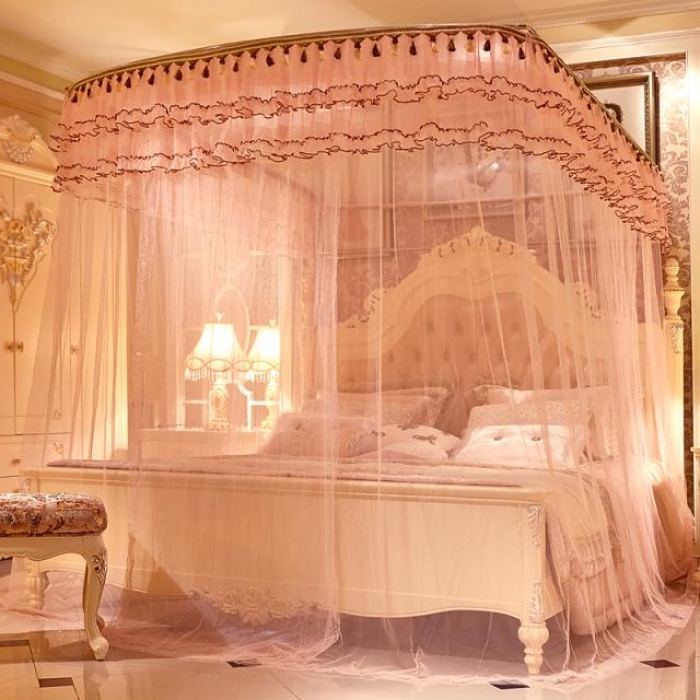 91家纺网 家纺一手货源 找家纺 迪凡保罗 A09不锈钢弧形伸缩蚊帐玉色