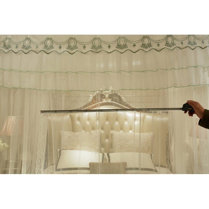 91家纺网 家纺一手货源 找家纺 迪凡保罗 A04弧形伸缩钓鱼式蚊帐白色