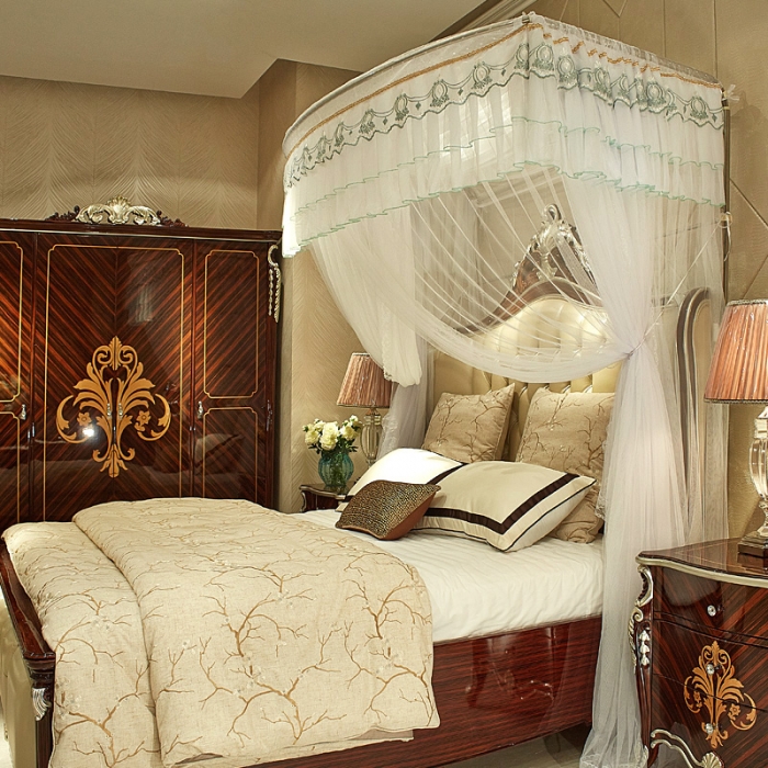 91家纺网 家纺一手货源 找家纺 迪凡保罗 A04弧形伸缩钓鱼式蚊帐白色