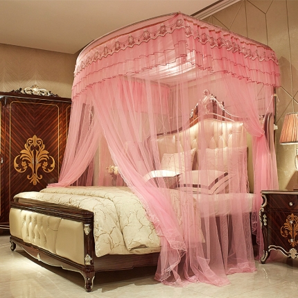 迪凡保罗 A04弧形伸缩钓鱼式蚊帐粉色