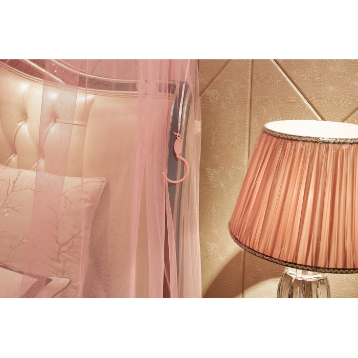 91家纺网 家纺一手货源 找家纺 迪凡保罗 A04弧形伸缩钓鱼式蚊帐粉色