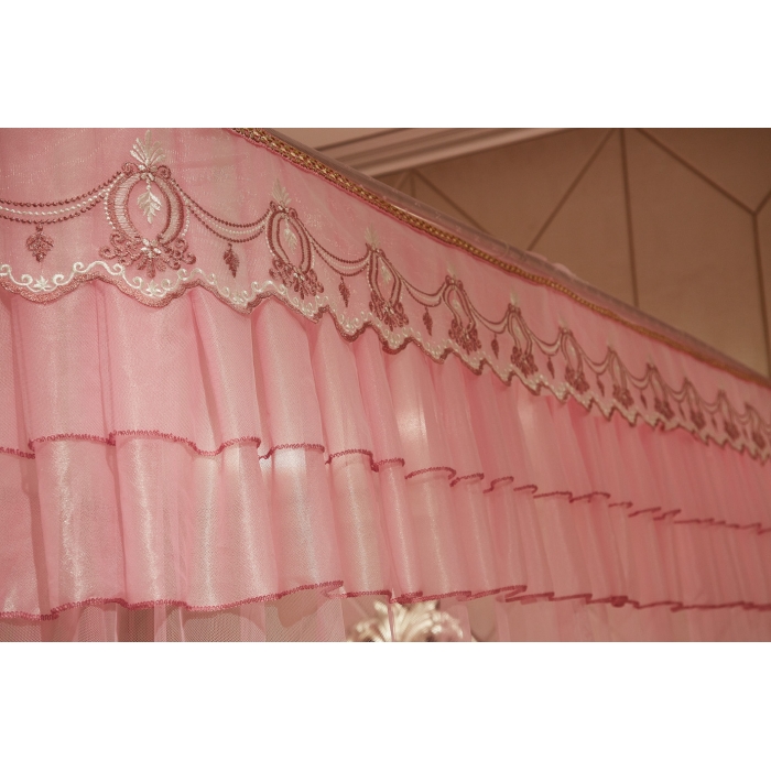 91家纺网 家纺一手货源 找家纺 迪凡保罗 A04弧形伸缩钓鱼式蚊帐粉色