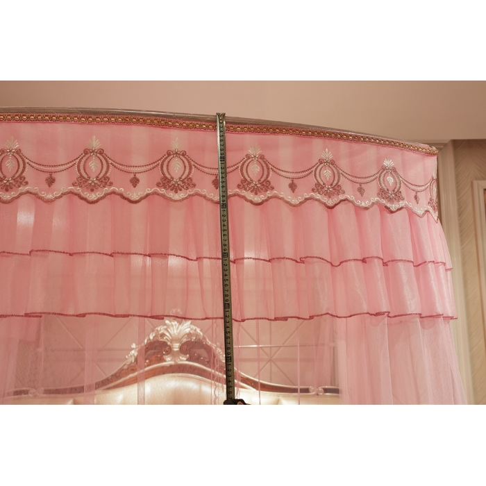 91家纺网 家纺一手货源 找家纺 迪凡保罗 A04弧形伸缩钓鱼式蚊帐粉色