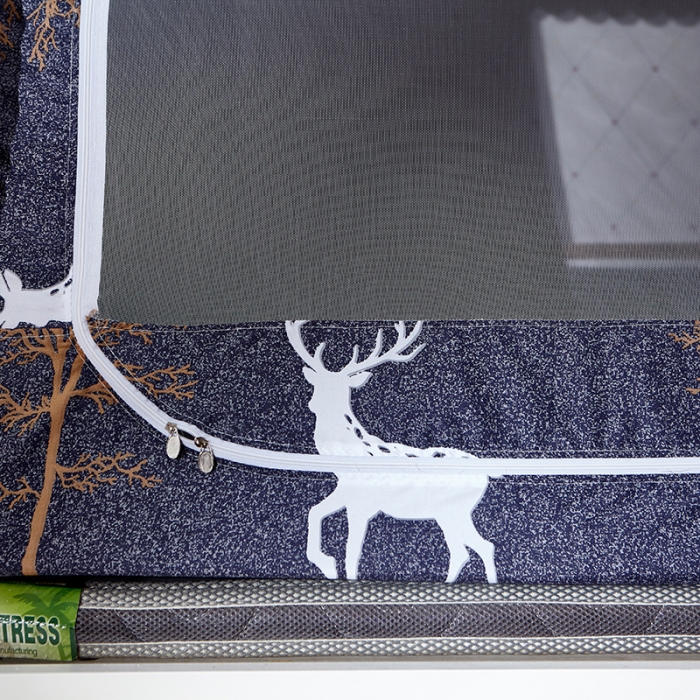 91家纺网 家纺一手货源 找家纺 迪凡保罗 5807遮光帘子母床拉链蚊-不锈钢支架 森林鹿