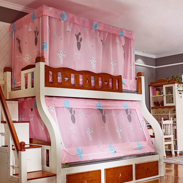 91家纺网 家纺一手货源 找家纺 迪凡保罗 5807遮光帘子母床拉链蚊-不锈钢支架 仙人掌