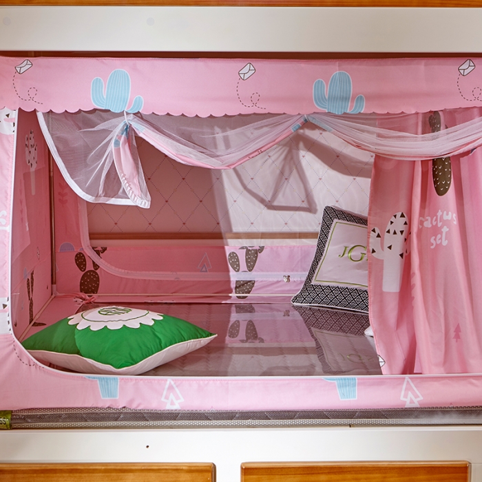 91家纺网 家纺一手货源 找家纺 迪凡保罗 5807遮光帘子母床拉链蚊-不锈钢支架 仙人掌