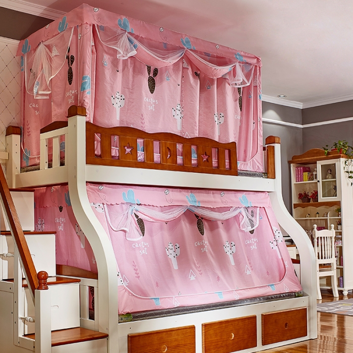 91家纺网 家纺一手货源 找家纺 迪凡保罗 5807遮光帘子母床拉链蚊-不锈钢支架 仙人掌