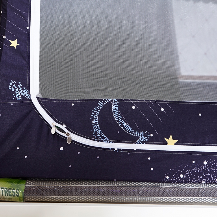 91家纺网 家纺一手货源 找家纺 迪凡保罗 5807遮光帘子母床拉链蚊-不锈钢支架 星月