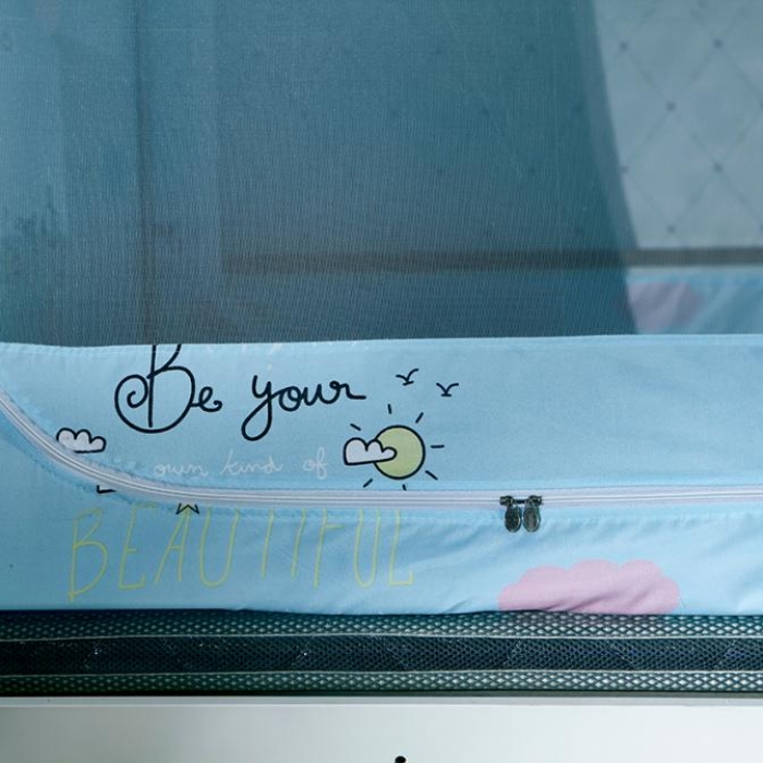 91家纺网 家纺一手货源 找家纺 迪凡保罗 5807遮光帘子母床拉链蚊-不锈钢支架 云朵