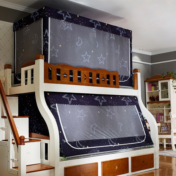 91家纺网 家纺一手货源 找家纺 迪凡保罗 5807遮光帘子母床拉链蚊-铝合金支架 星月