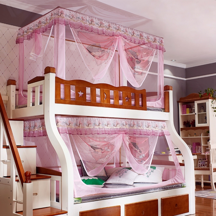 91家纺网 家纺一手货源 找家纺 迪凡保罗 5806数码印花子母床拉链蚊帐(铝合金支架）公主梦