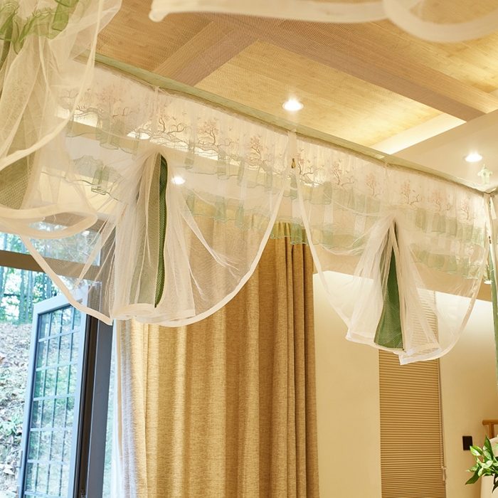 91家纺网 家纺一手货源 找家纺 迪凡保罗 5832 山字型外穿杆拉链坐床式蚊帐 抹茶绿