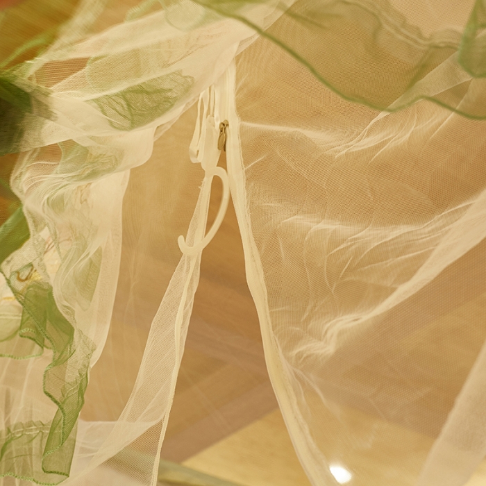 91家纺网 家纺一手货源 找家纺 迪凡保罗 5832 山字型外穿杆拉链坐床式蚊帐 抹茶绿