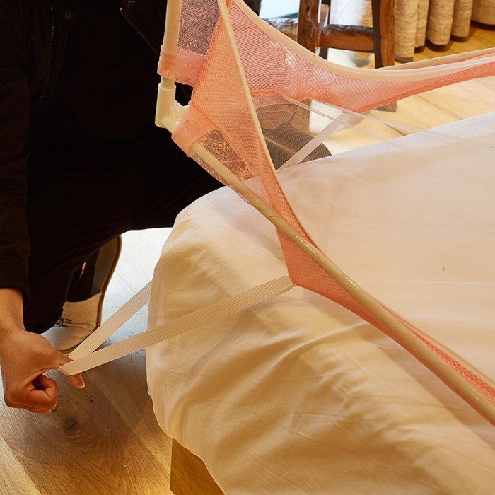 91家纺网 家纺一手货源 找家纺 迪凡保罗 5832 山字型外穿杆拉链坐床式蚊帐 玉色