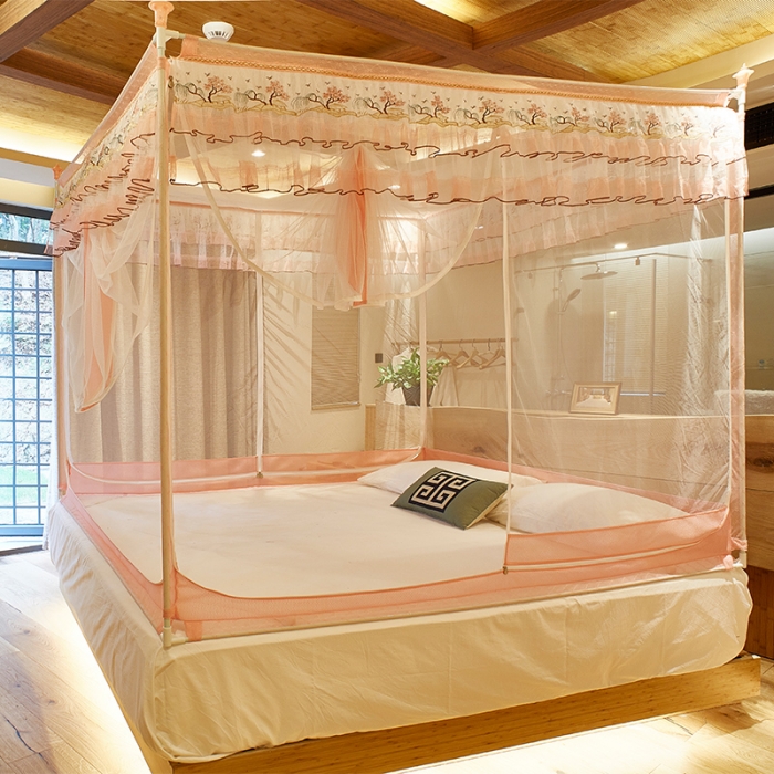 91家纺网 家纺一手货源 找家纺 迪凡保罗 5832 山字型外穿杆拉链坐床式蚊帐 玉色