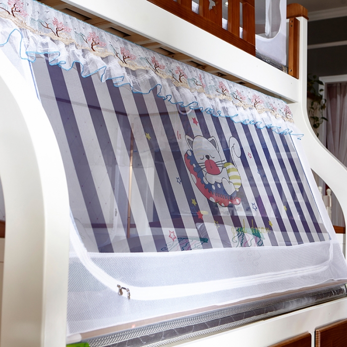91家纺网 家纺一手货源 找家纺 迪凡保罗 5806数码印花子母床拉链蚊帐(不锈钢支架）萌猫