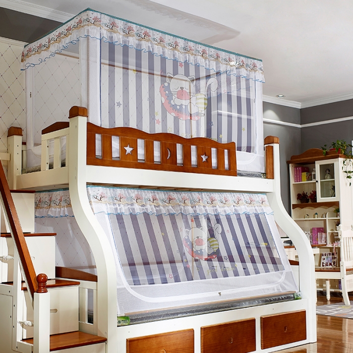 91家纺网 家纺一手货源 找家纺 迪凡保罗 5806数码印花子母床拉链蚊帐(不锈钢支架）萌猫